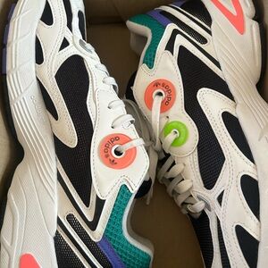 Adidas Black and White Sneakers with Neon Accents